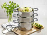 Argon 3 Tier Steamer with Glass Lid 